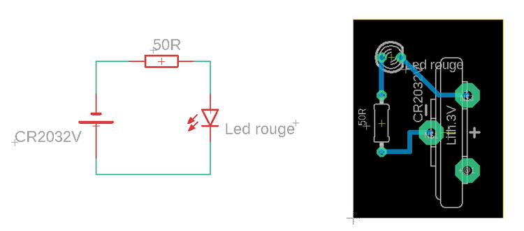 Exemple de circuit dessiné et implanté avec Eagle